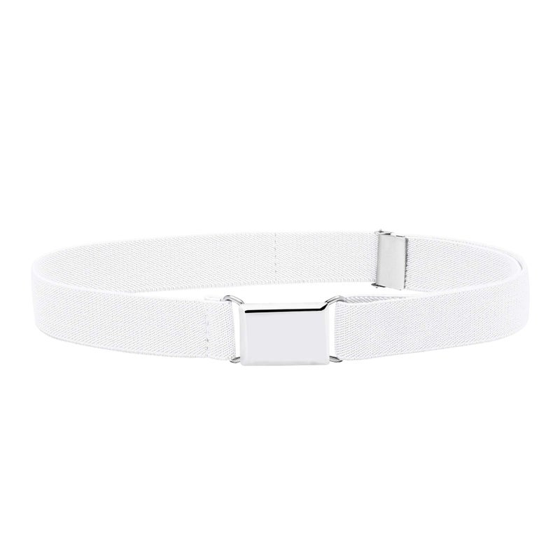 Buyless Fashion Kids Toddlers Baby Adjustable Elastic Stretch Belt with Silver Buckle - 5101-White - Image 2